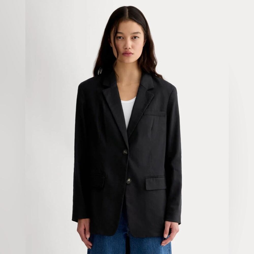 Everlane TENCEL Oversized Blazer Black Size 10 NWOT Sustainable Structured - Picture 4 of 11